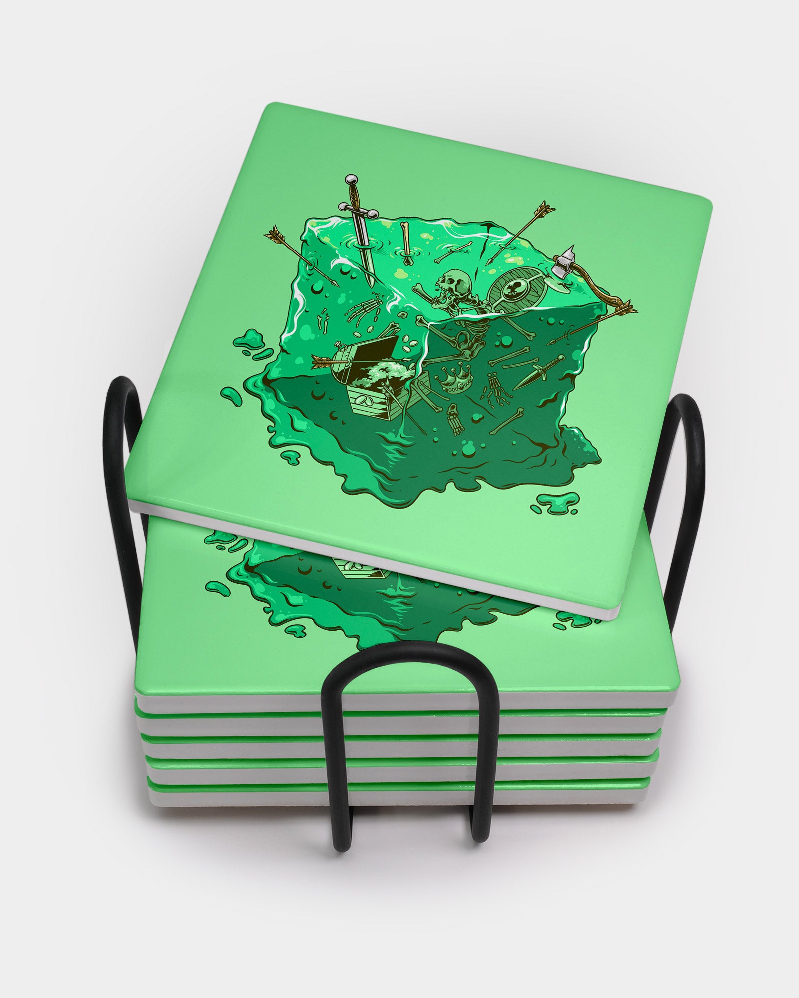 Green Jelly Cube Square Coaster